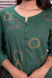 Green Hand Embroidered Cotton Kurta 10062703