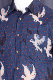 Blue Half Sleeve Ajrakh Printed Cotton Mens Shirt 10076823