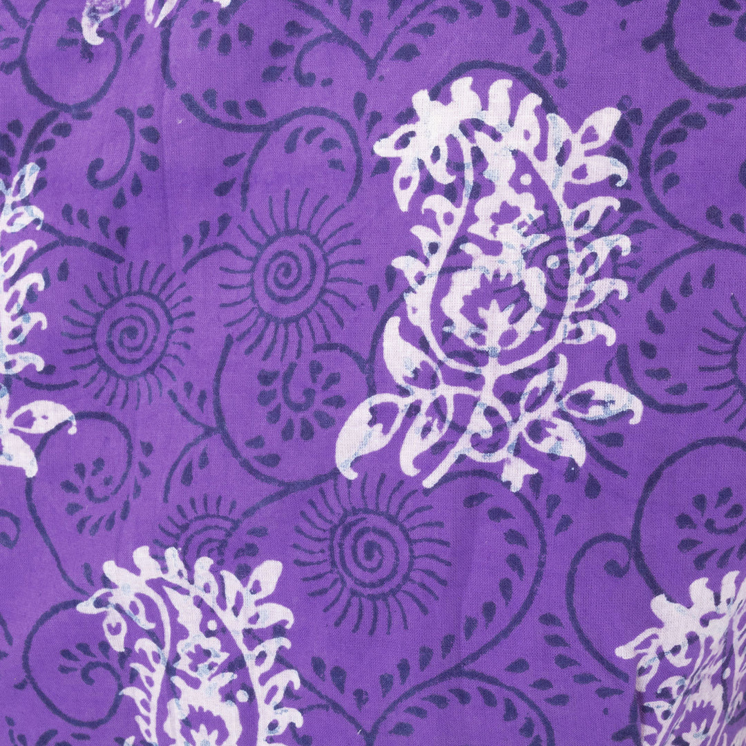 Purple Hand Block Printed Cotton Blouse - Avishya