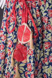 Blue Hand Block Printed Cotton Skirt 10065531(Size-36 to 40)-Avishya