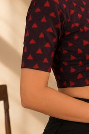 Maroon Indigo Hand Block Print Cotton Blouse 10078152