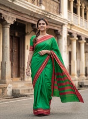Emerald Green Vegan Silk Kanjivaram Saree 10077932
