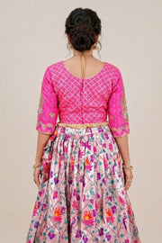 Pink Handcrafted Paithani Lehenga - 10065968