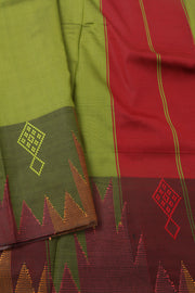 Lime Green Vegan Silk Kanjivaram Saree 10077940