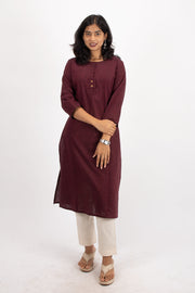 Marron Handcrafted Stripes Cotton Kurta 10074359