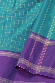 Blue Vegan Silk Kanjivaram Saree With Checks Design 10077935