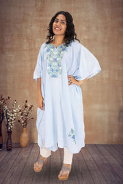 Blue Sozni Embroidered Crepe Silk Kaftan 10064735
