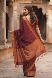 Maroon Handwoven Kanchi Cotton Saree 10069237