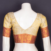 Sand Pearl Cream Kanjivaram Soft Silk Blouse With Floral Motifs And Floral Border 10076625