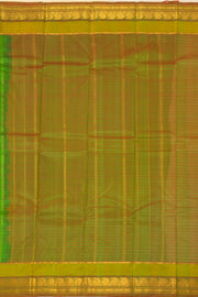 Garden Green Kanjivaram Pure Silk Saree With Stripes Design And Thandavalam Border 10076765