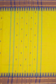 Honey Olive Green Handloom Chettinad Cotton Saree With Temple Border 10075825