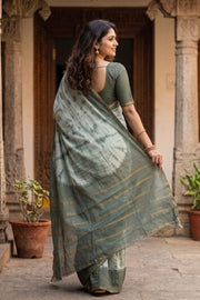 Sage Green Sungudi Cotton Saree 10078018