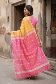 Yellow Semi Tussar Silk Saree 10078225