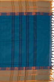 Blue Handloom Chettinad Cotton Saree With Strips 10075817