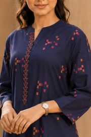 Blue Hand Embroidered Cotton Kurta 10077668