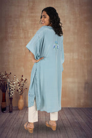 Blue Sozni Embroidered Crepe Silk Kaftan 10064727
