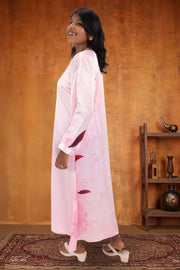 Pink Printed Vegan Charmeuse Silk Dress 10074053