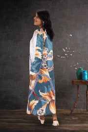 Cream  Printed Vegan Charmeuse Silk Dress  10073754