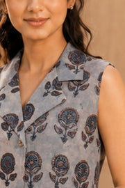 Rustic Blue Hand Block Printed Cotton Dress 10077643