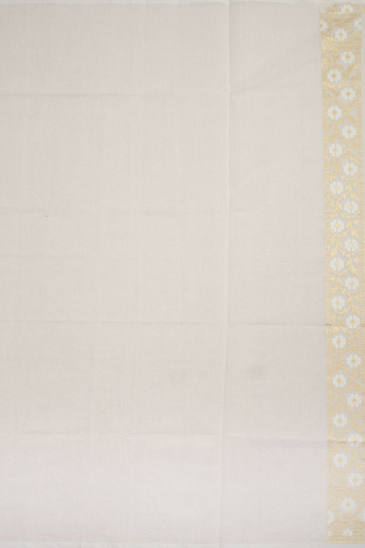 White Handloom Banarasi Cotton Saree 10061299