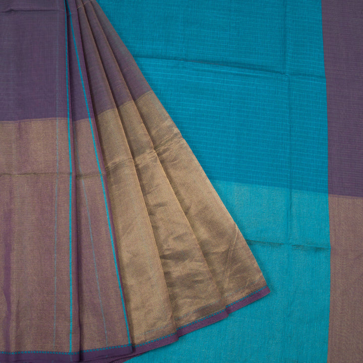 Old Lavender Purple Handloom Maheswari Silk Cotton Saree 10062628