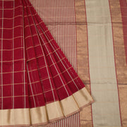 Paprika Red Handloom Maheswari Silk Cotton Saree 10062630