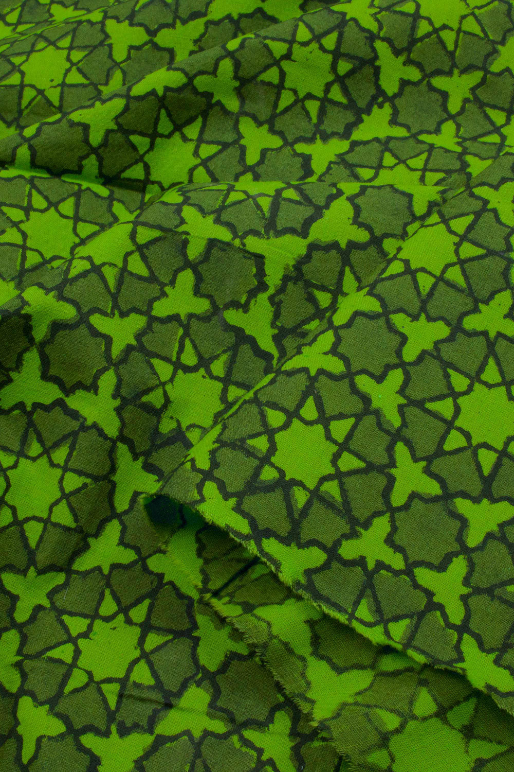 Leaf Green Hand Block Printed Mulmul Cotton Salwar Suit Material 10062843