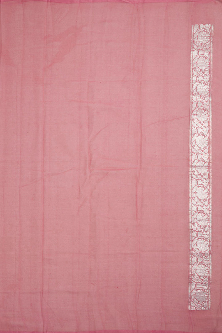 Deep Rose Pink Handloom Khaddi Banarasi Chiffon Saree 10062983