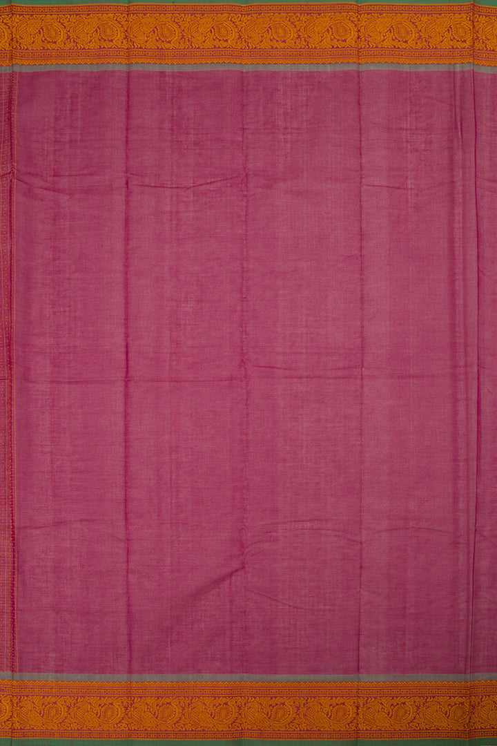 Cherry Pink Handloom Kanchi Cotton Saree 10063652