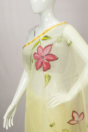 Cream Hand Painted Organza Saree - Avishya