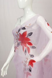 Pink Hand Painted Organza Saree - Avishya