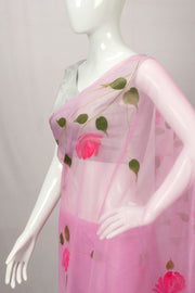 Pink Hand Painted Organza Saree - Avishya