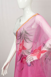 Pink Hand Painted Organza Saree - Avishya