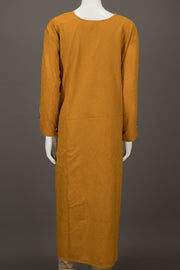 Mustard Yellow Hand Embroidered Tussar Cotton Printed Kurta - Avishya