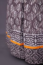 Ash Grey Hand Block Printed Chaniya Choli-Avishya