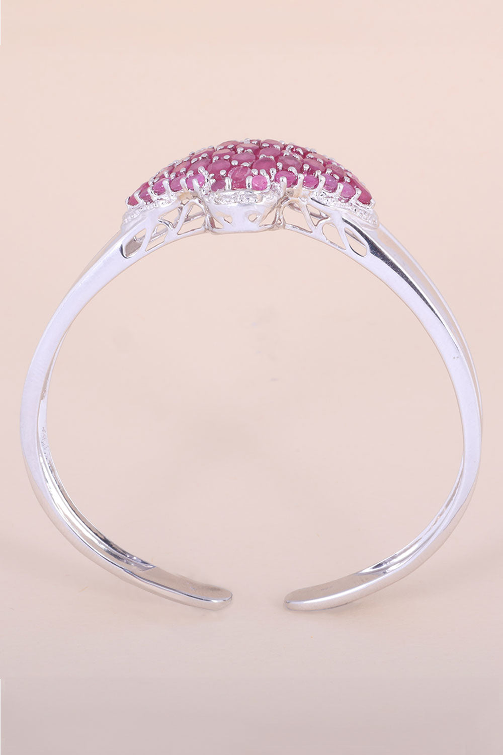 Ruby With White Topaz Sterling Silver Bangle 10066963