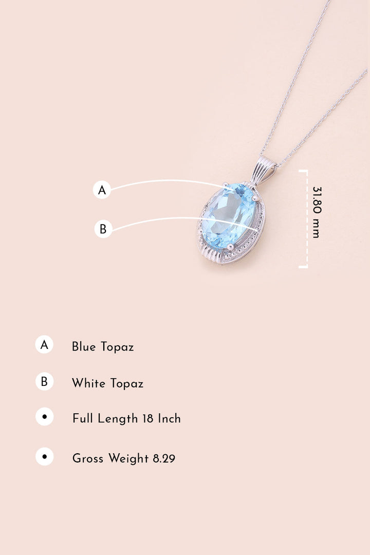 Blue & White Topaz Silver Necklace Pendant Chain 10067181