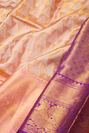 Peach Kanjivaram Pattu Pavadai Material-Avishya