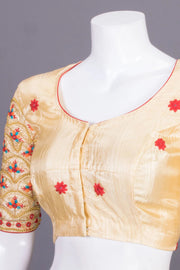 Beige Aari Embroidered Silk Blouse 10068940