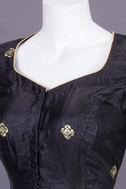 Black Aari Embroidered Silk Blouse 10077727
