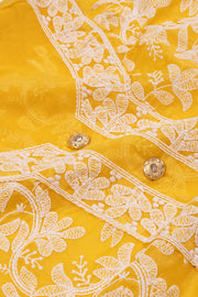 Yellow Embroidered Silk 3-Piece Salwar Suit Material 10071612