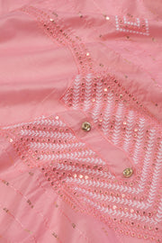 Pink Sequin Embroidered Silk 3-Piece Salwar Suit Material 10071614