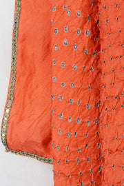 Peach Bandhani Mulberry Silk Dupattas 10072123