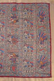 Beige Hand Painted Madhubani Tussar Silk Saree 10072732