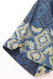 Green Half Sleeve Ajrakh Printed Cotton Mens Shirt 10072996