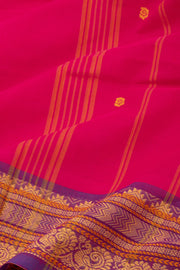 Bright Pink Handloom Chettinad Cotton Saree 10077309