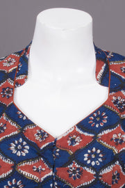 Blue Jahota Printed Cotton Blouse 10073328