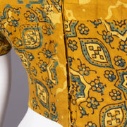 Yellow Ajrakh Printed Cotton Blouse 10073370