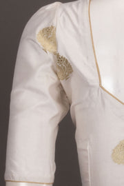 Cream Banarasi Katan Silk Blouse 10073414