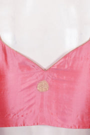 Peach Orange Banarasi Katan Silk Blouse 10073420